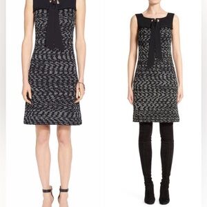 Auth $1850 ST JOHN Knits Modern LIYA Black and White TWEED BOUCLE Dress 10